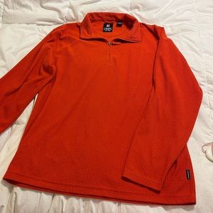 Chaps mens orange long sleeve 1/4 zip pullover size large  sweater soft